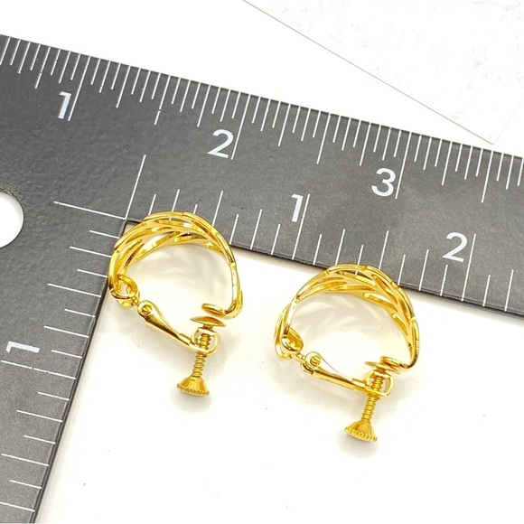 NAPIER Gold Tone Clip-On Hoops Earrings - Picture 4 of 9